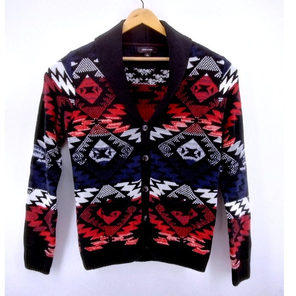Adam Levine Collection Other - Adam Levine Shawl Collar Cardigan‎ Sweater Mens Large Geometric Aztec Tribal